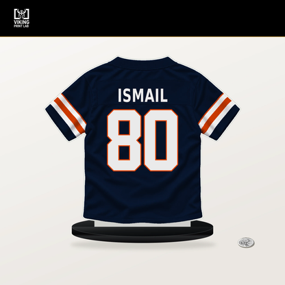 Qadir Ismail number 80 Chicago Bears jersey stand with included black base.