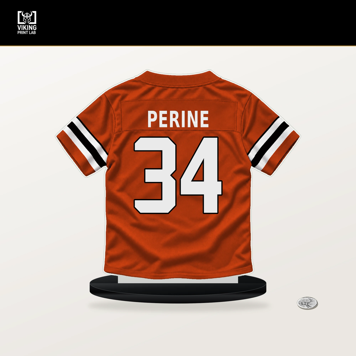 Samaje Perine number 34 Cincinnati Bengals jersey stand with included black base.