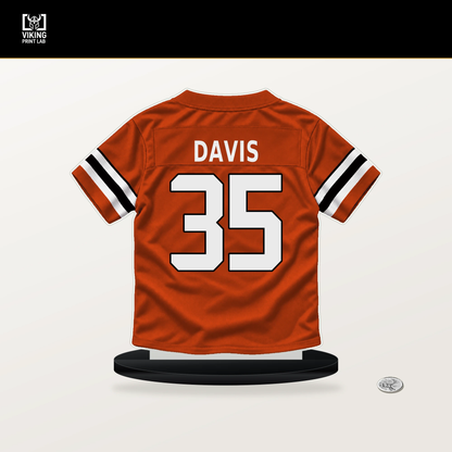 Jalen Davis number 35 Cincinnati Bengals jersey stand with included black base.