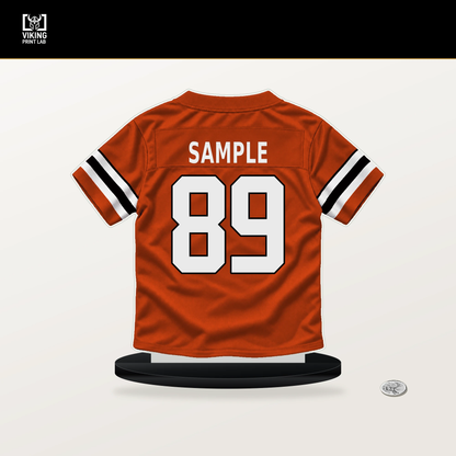 Drew Sample number 89 Cincinnati Bengals jersey stand with included black base.