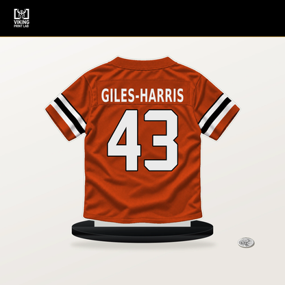 Joe Giles-Harris number 43 Cincinnati Bengals jersey stand with included black base.