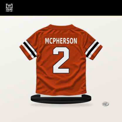 Evan McPherson number 2 Cincinnati Bengals jersey stand with included black base.