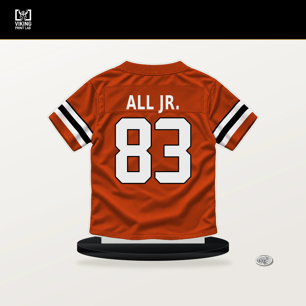 Erick All Jr. number 83 Cincinnati Bengals jersey stand with included black base.