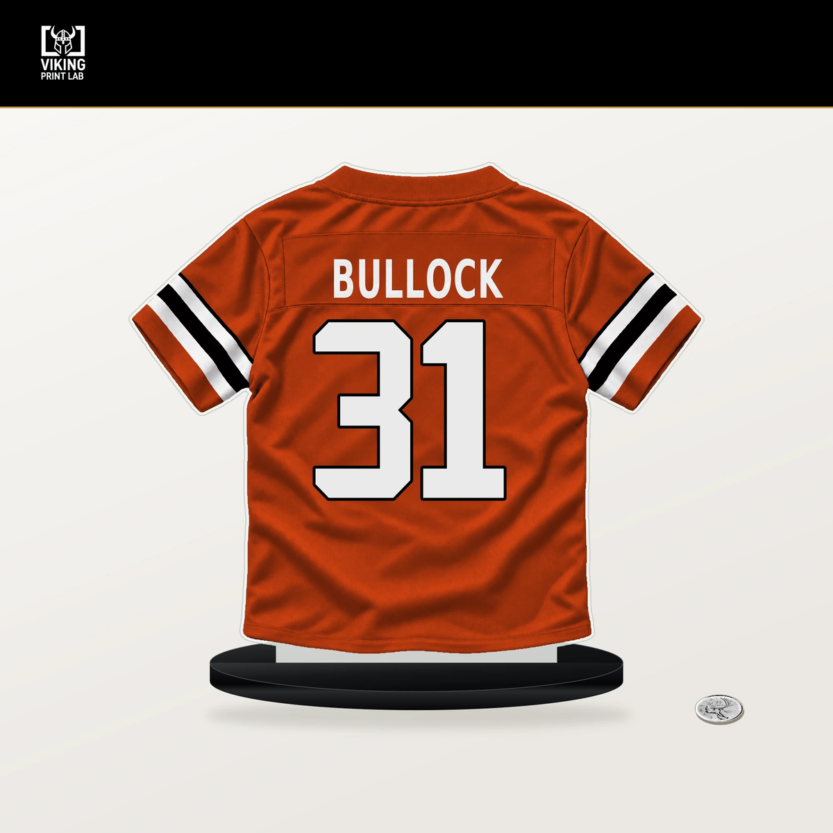 Kentrel Bullock number 31 Cincinnati Bengals jersey stand with included black base.