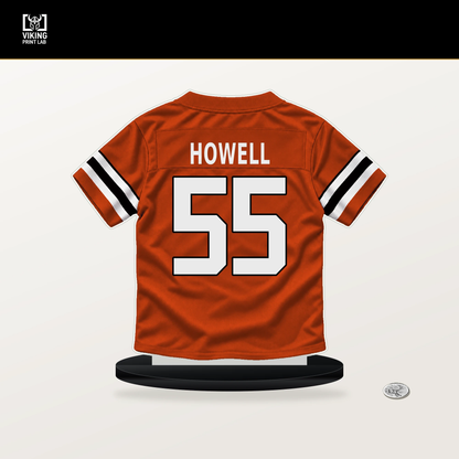 Cashius Howell number 55 Cincinnati Bengals jersey stand with included black base.