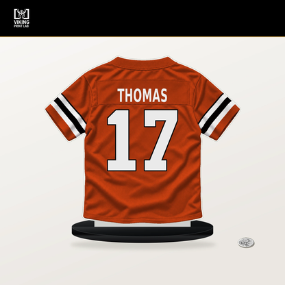 Noah Thomas number 17 Cincinnati Bengals jersey stand with included black base.