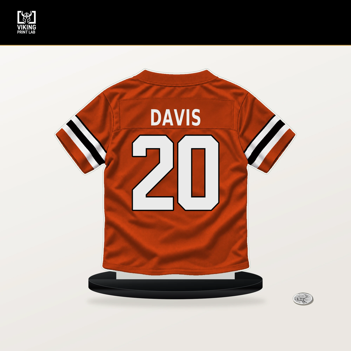 Tacario Davis number 20 Cincinnati Bengals jersey stand with included black base.