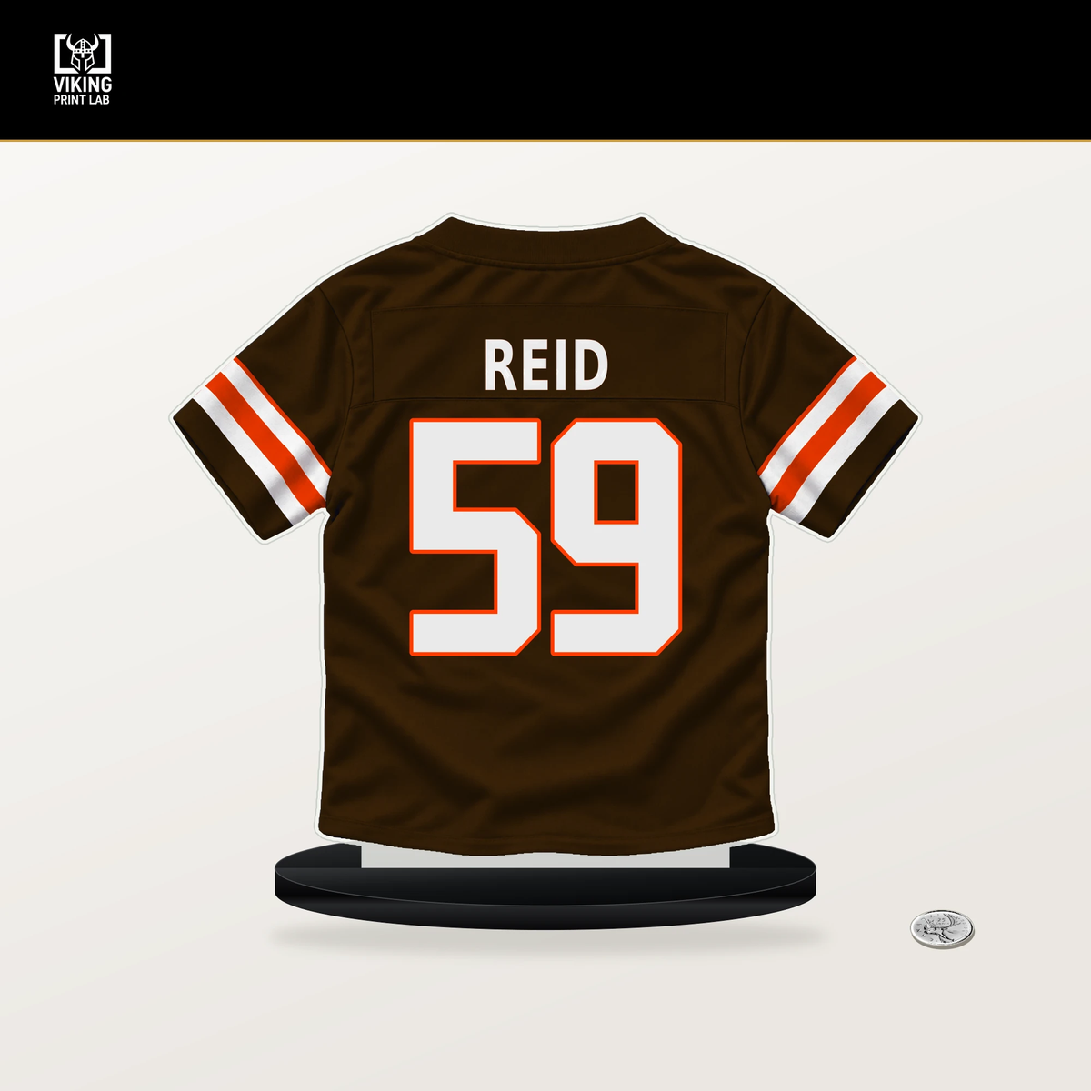 Winston Reid number 59 Cleveland Browns jersey stand with included black base.
