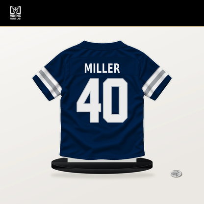 Von Miller number 40 Dallas Cowboys jersey stand with included black base.
