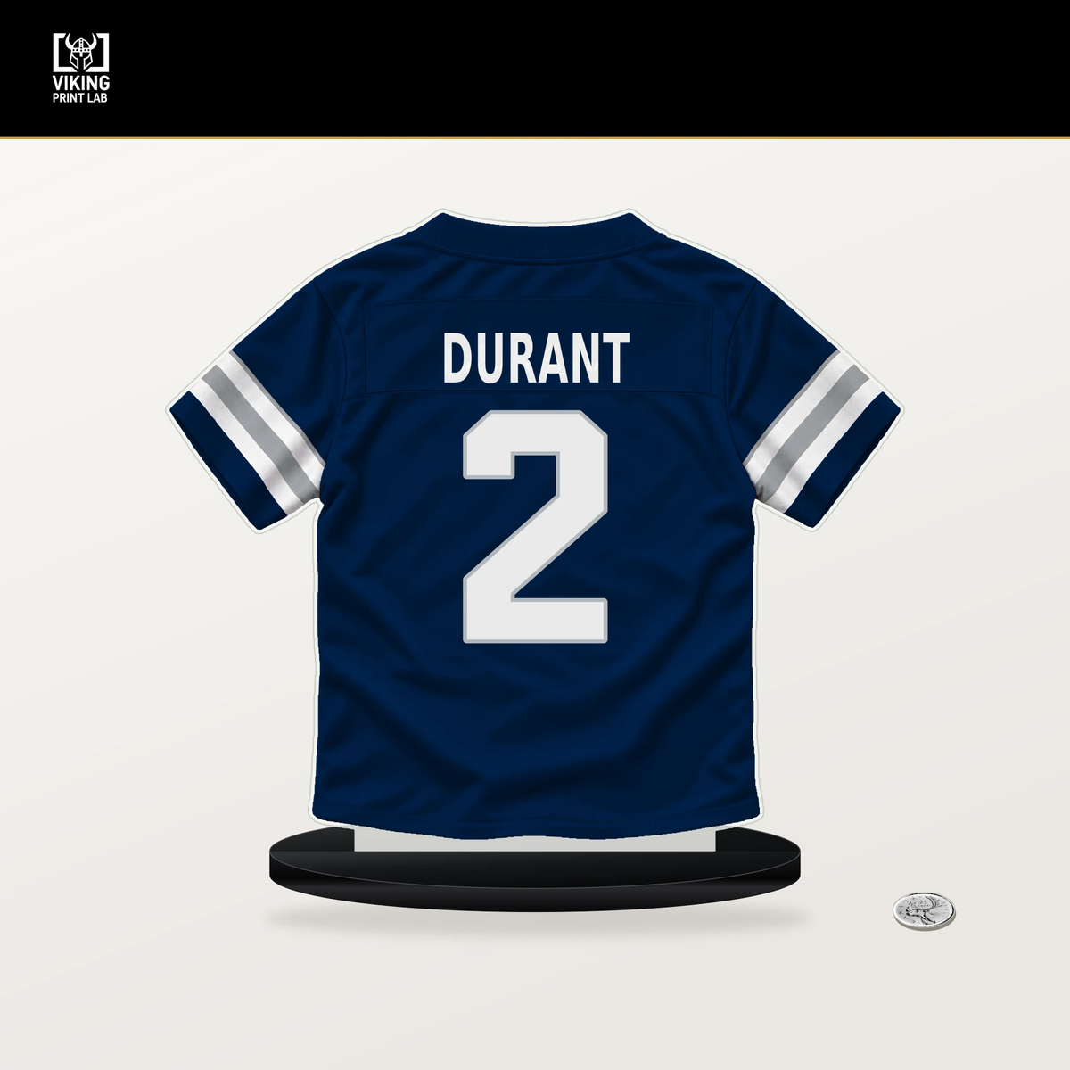 Cobie Durant number 2 Dallas Cowboys jersey stand with included black base.