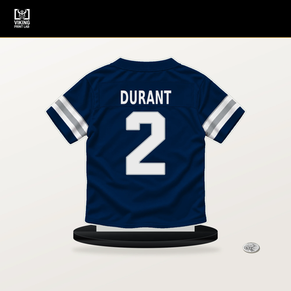 Cobie Durant number 2 Dallas Cowboys jersey stand with included black base.