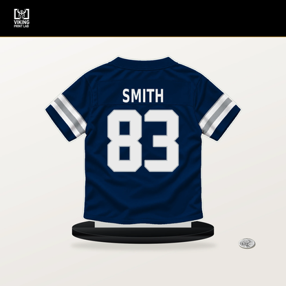Anthony Smith number 83 Dallas Cowboys jersey stand with included black base.
