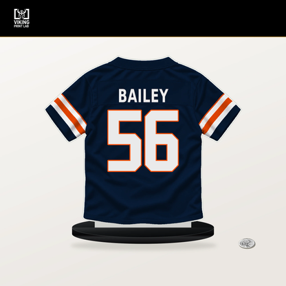 Levelle Bailey number 56 Denver Broncos jersey stand with included black base.