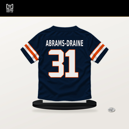 Kris Abrams-Draine number 31 Denver Broncos jersey stand with included black base.