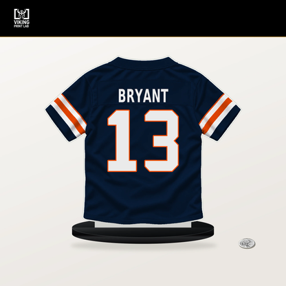 Pat Bryant number 13 Denver Broncos jersey stand with included black base.