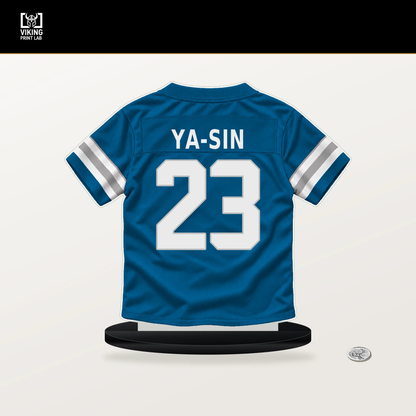 Rock Ya-Sin number 23 Detroit Lions jersey stand with included black base.