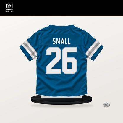 Jabari Small number 26 Detroit Lions jersey stand with included black base.