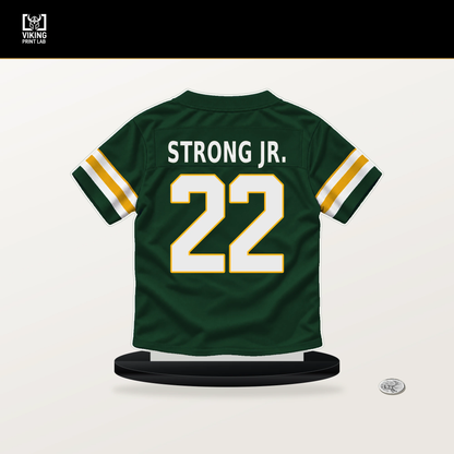 Pierre Strong Jr. number 22 Green Bay Packers jersey stand with included black base.