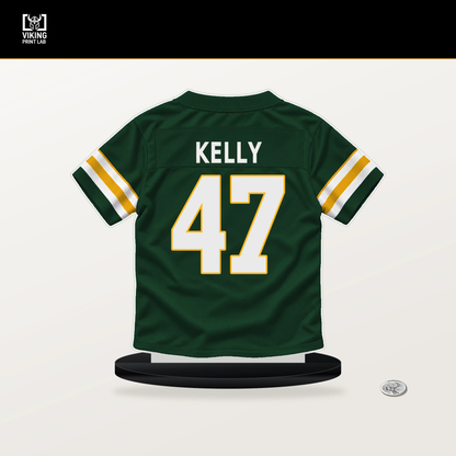 Nyjalik Kelly number 47 Green Bay Packers jersey stand with included black base.