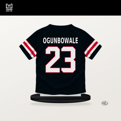 Dare Ogunbowale number 23 Houston Texans jersey stand with included black base.