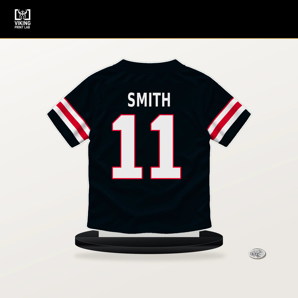 Tremon Smith number 11 Houston Texans jersey stand with included black base.