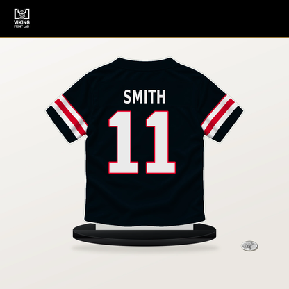 Tremon Smith number 11 Houston Texans jersey stand with included black base.