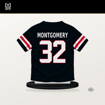 David Montgomery number 32 Houston Texans jersey stand with included black base.