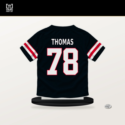 Nate Thomas number 78 Houston Texans jersey stand with included black base.