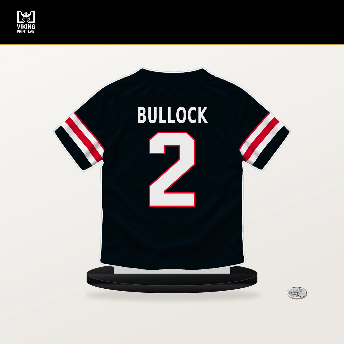 Calen Bullock number 2 Houston Texans jersey stand with included black base.