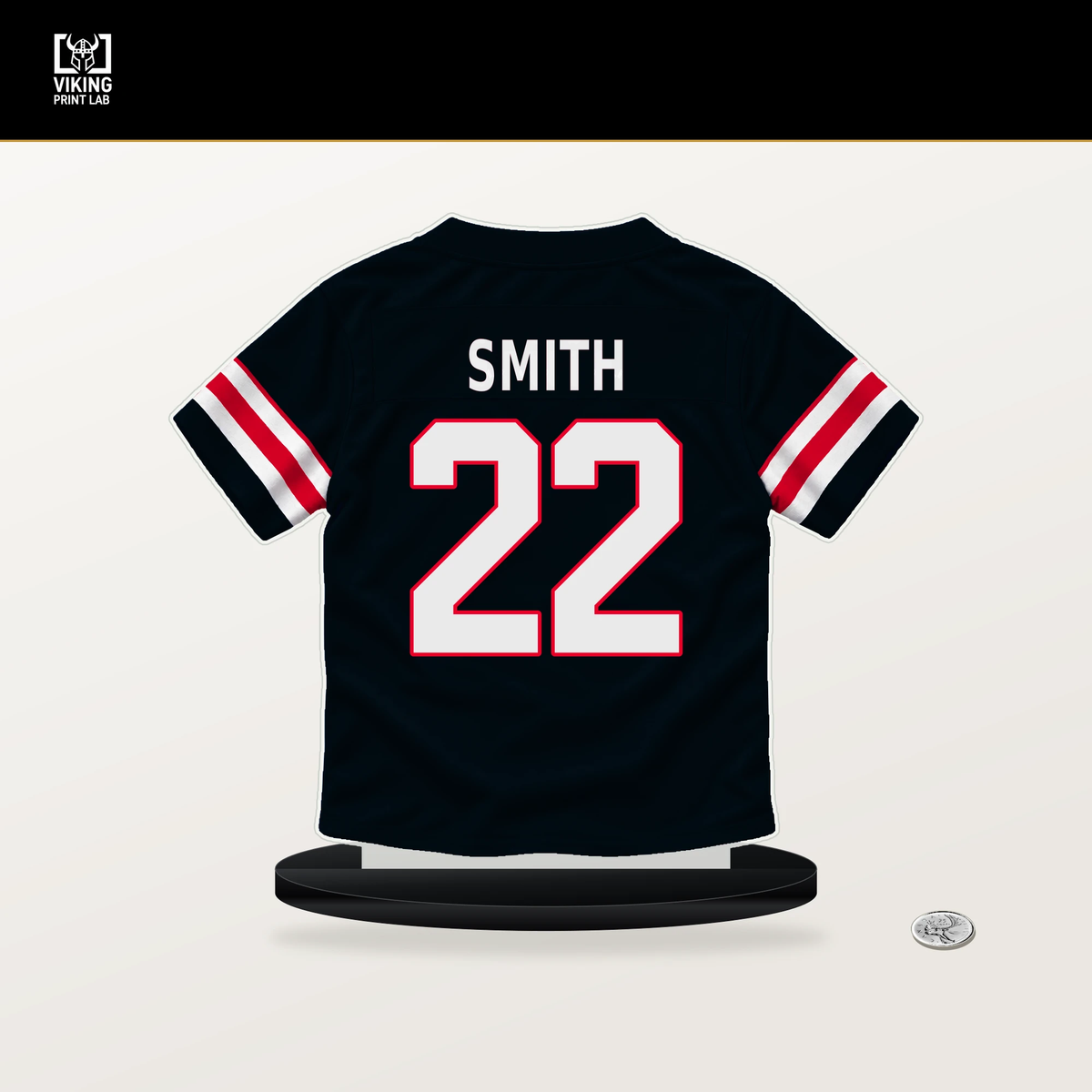 Jaylin Smith number 22 Houston Texans jersey stand with included black base.