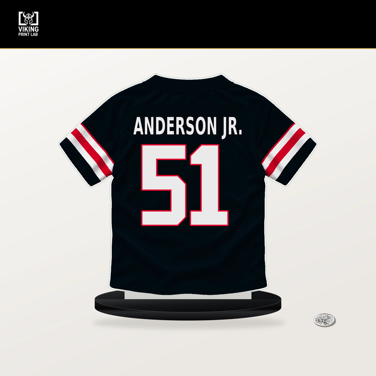 Will Anderson Jr. number 51 Houston Texans jersey stand with included black base.