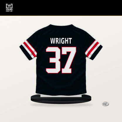 Collin Wright number 37 Houston Texans jersey stand with included black base.