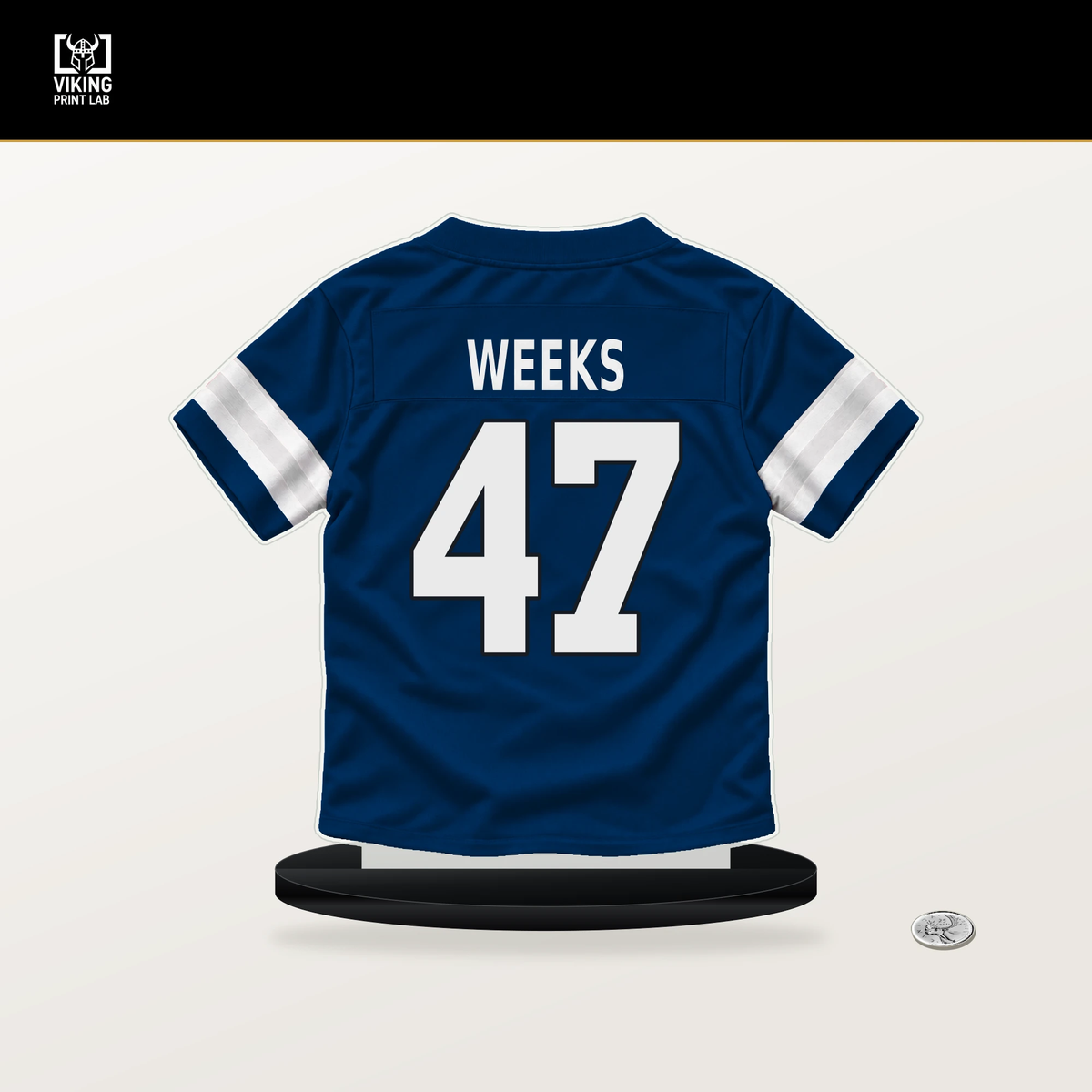 West Weeks number 47 Indianapolis Colts jersey stand with included black base.