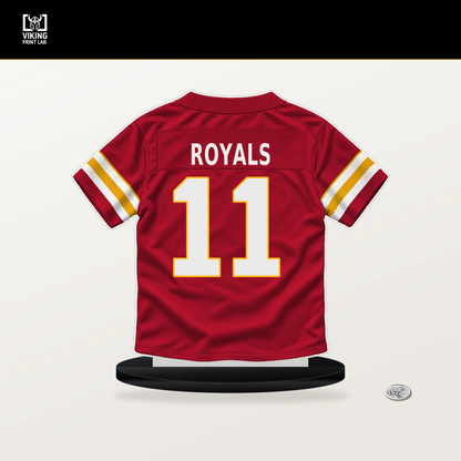 Jalen Royals number 11 Kansas City Chiefs jersey stand with included black base.