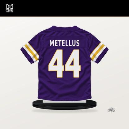 Joshua Metellus number 44 Minnesota Vikings jersey stand with included black base.