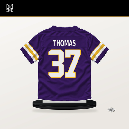 Tavierre Thomas number 37 Minnesota Vikings jersey stand with included black base.