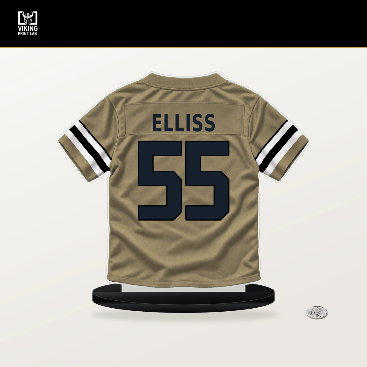 Kaden Elliss number 55 New Orleans Saints jersey stand with included black base.