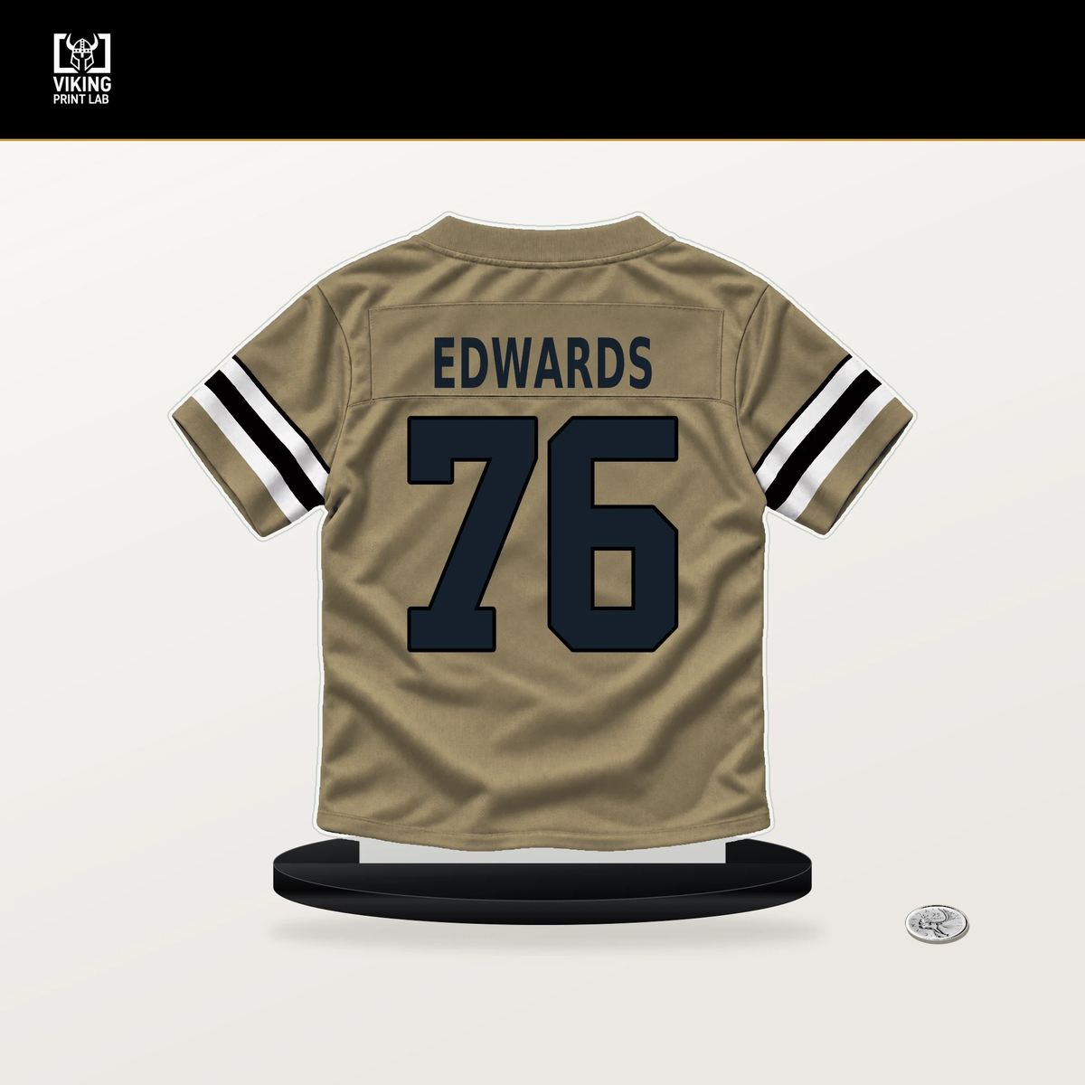 David Edwards number 76 New Orleans Saints jersey stand with included black base.