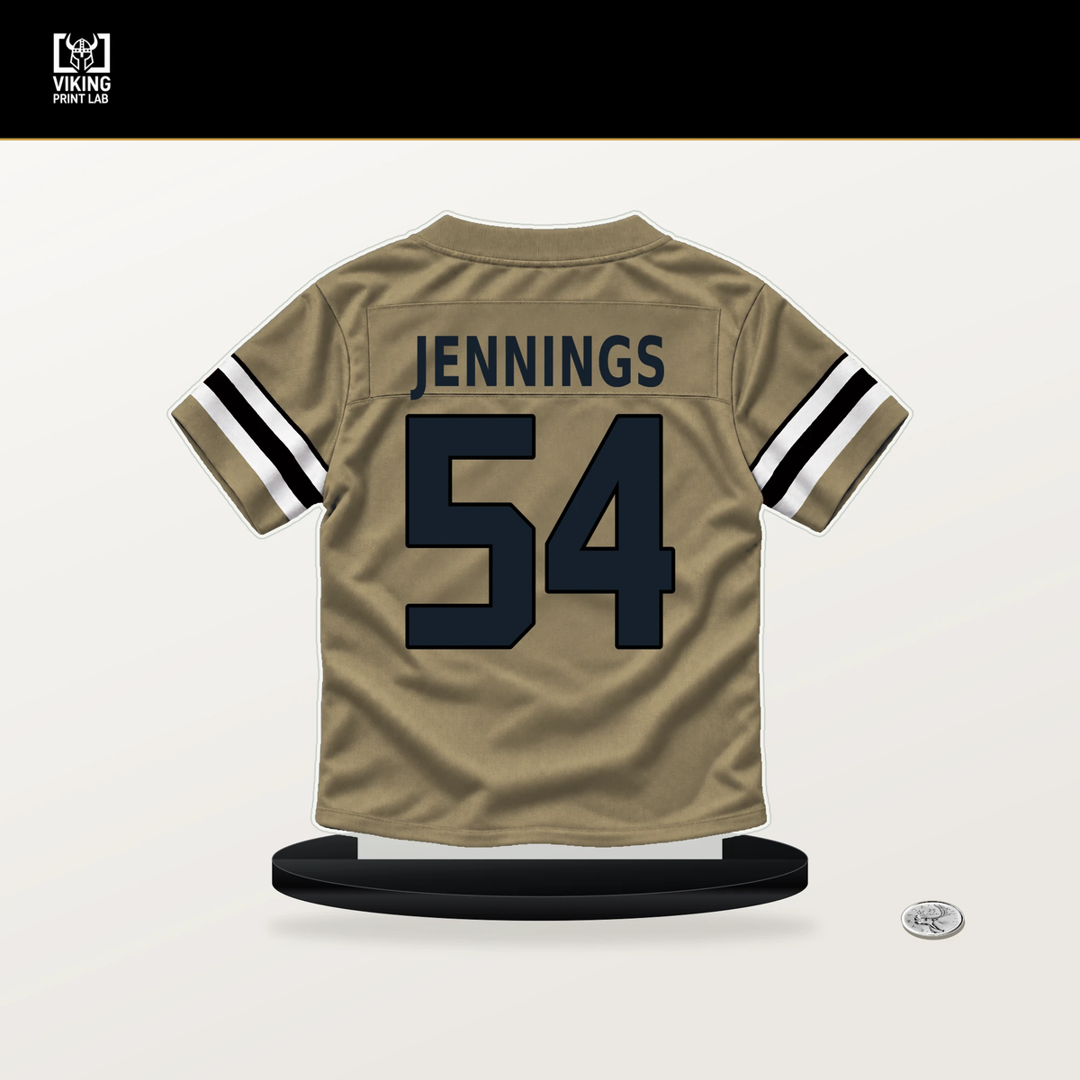 Anfernee Jennings number 54 New Orleans Saints jersey stand with included black base.
