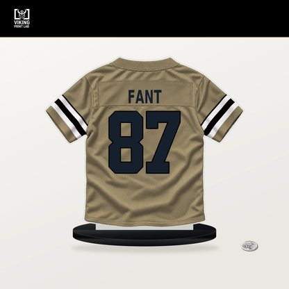 Noah Fant number 87 New Orleans Saints jersey stand with included black base.