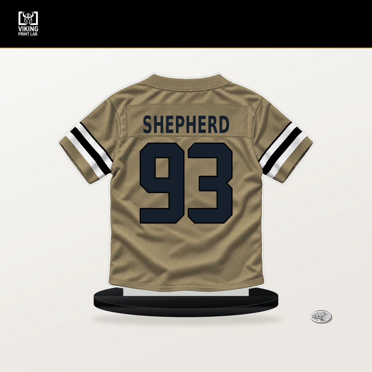 Nathan Shepherd number 93 New Orleans Saints jersey stand with included black base.