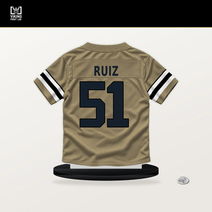 Cesar Ruiz number 51 New Orleans Saints jersey stand with included black base.