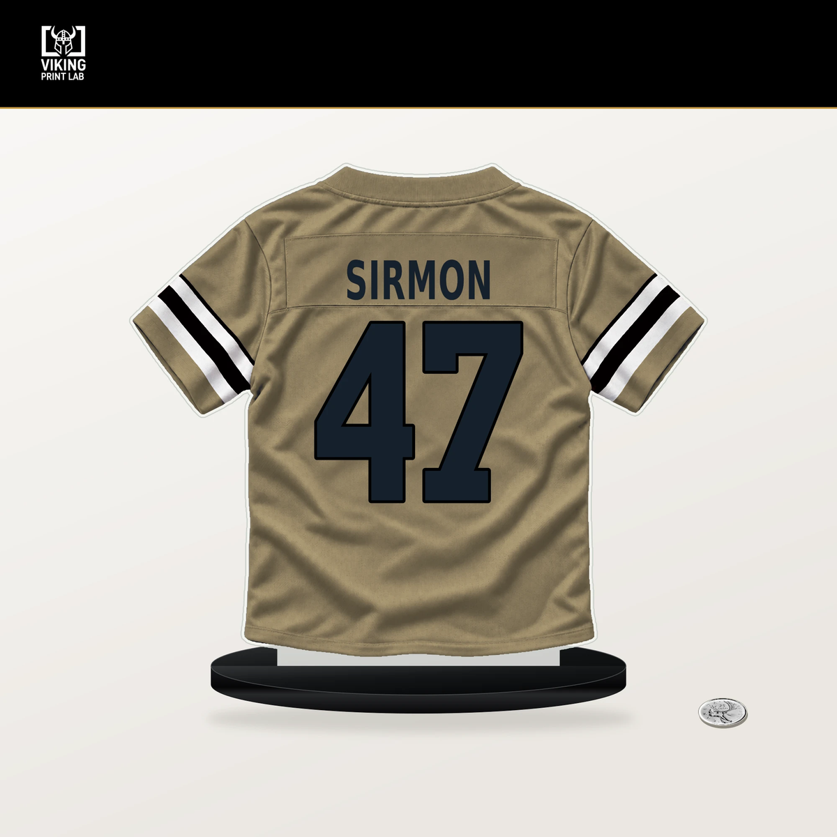 Jackson Sirmon number 47 New Orleans Saints jersey stand with included black base.