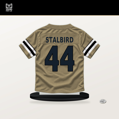 Isaiah Stalbird number 44 New Orleans Saints jersey stand with included black base.