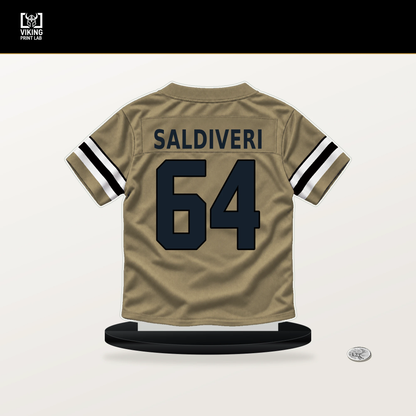 Nick Saldiveri number 64 New Orleans Saints jersey stand with included black base.