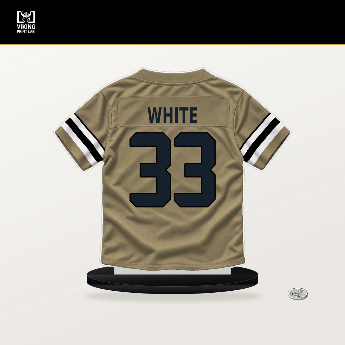Zamir White number 33 New Orleans Saints jersey stand with included black base.