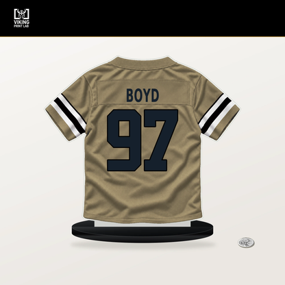 Khristian Boyd number 97 New Orleans Saints jersey stand with included black base.