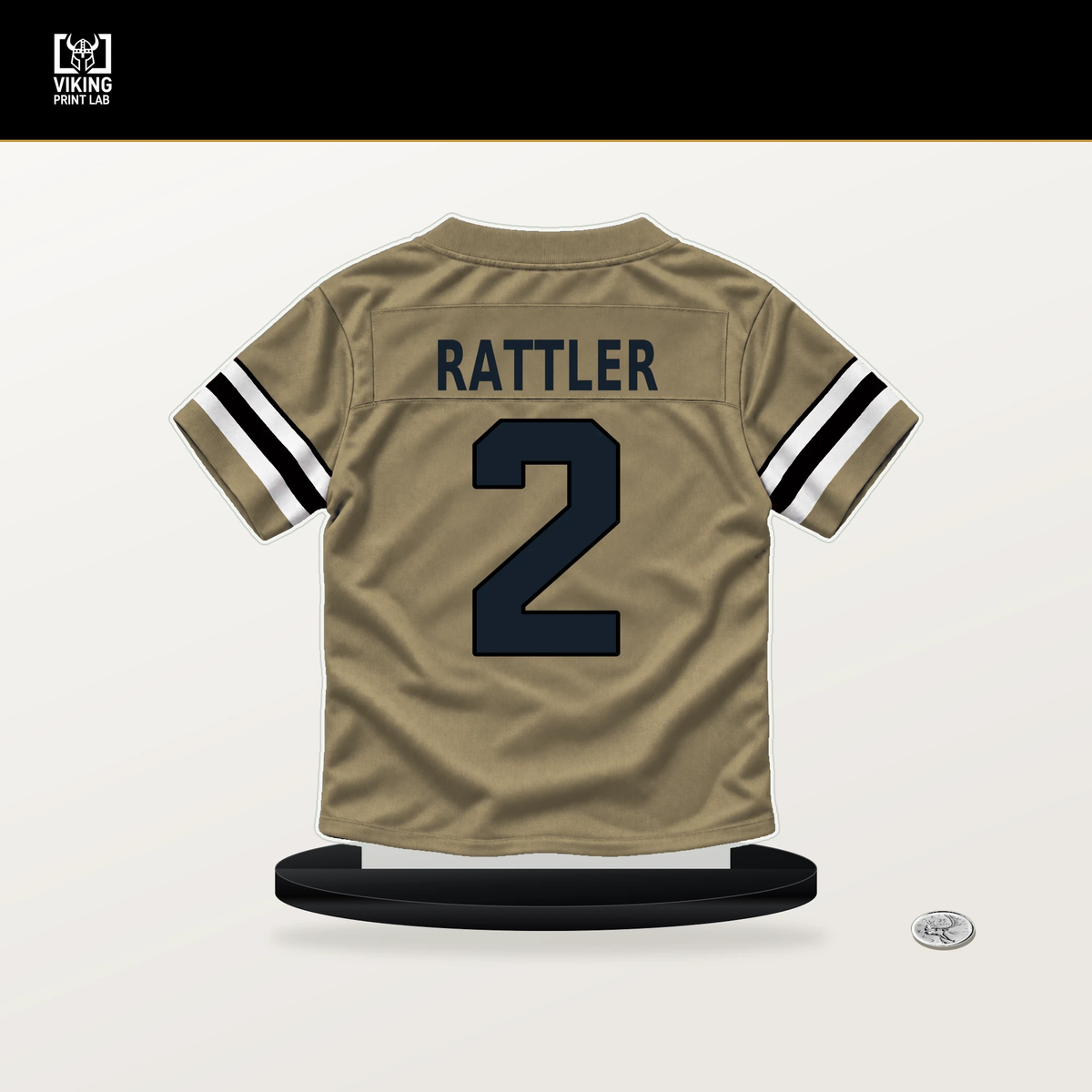 Spencer Rattler number 2 New Orleans Saints jersey stand with included black base.