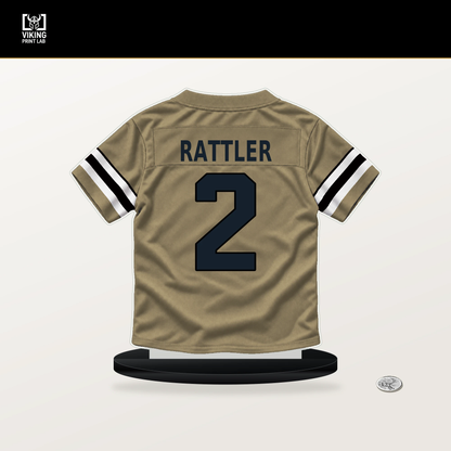 Spencer Rattler number 2 New Orleans Saints jersey stand with included black base.