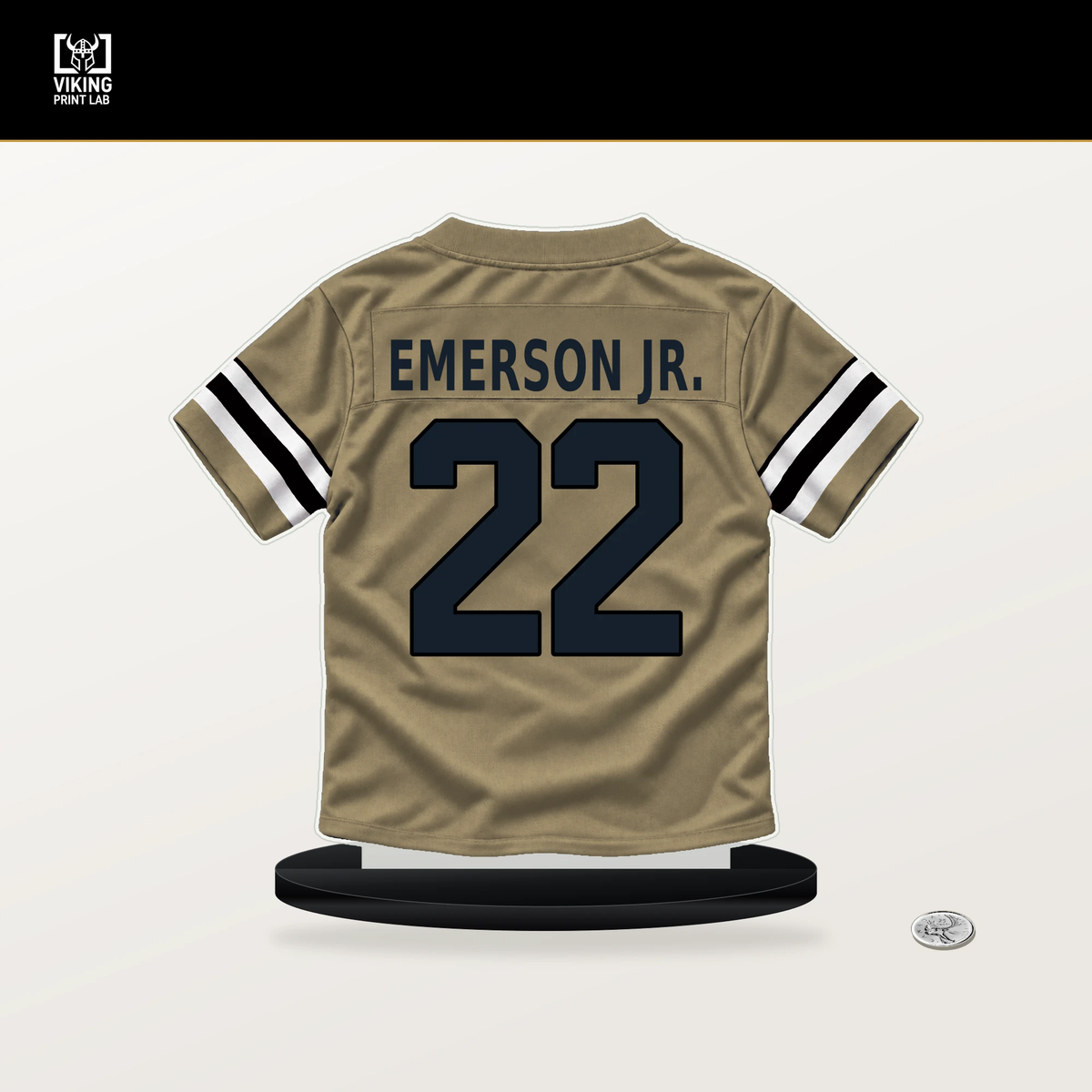 Martin Emerson Jr. number 22 New Orleans Saints jersey stand with included black base.